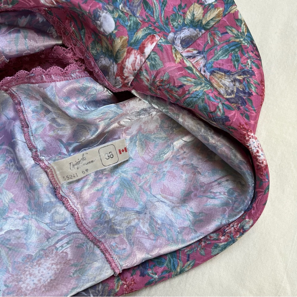 Vintage 90s Originals by Wonder Floral Satin Pink and Blue Camisole Top - Picture 4 of 4